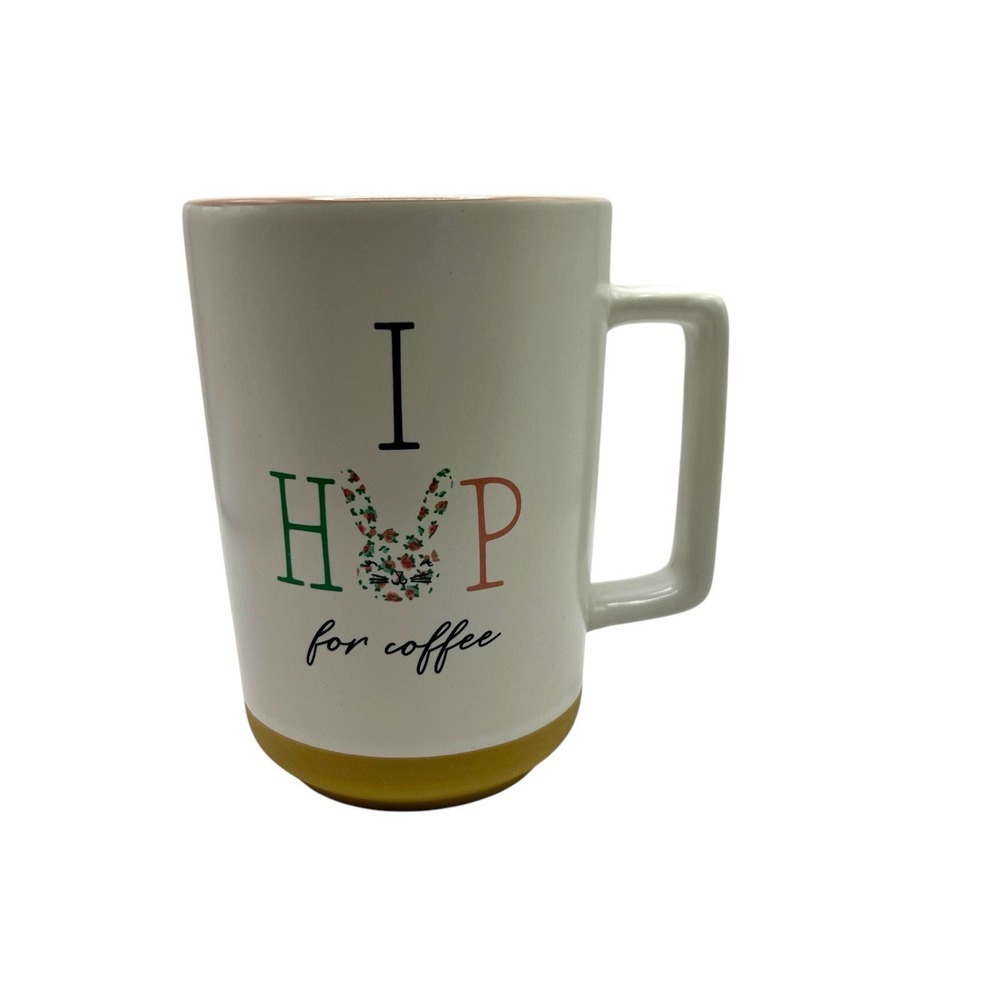 "I Hop for‎ Coffee" Easter Bunny Mug 12 oz Spring Coffee Cup Hidden Bunny Inside